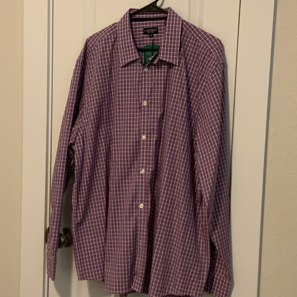 Men's Red and Blue Long Sleeve Checkered Button-Down Shirt